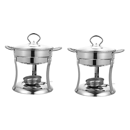 YARNOW 2 Juegos De Olla Caliente Wok De Acero Inoxidable Accesorios Para Plancha Al Aire Estufa De Cocina Al Aire Sartén Para Saltear Olla Caliente Olla Para Fondue De