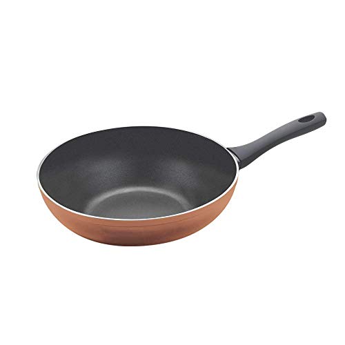 Metaltex NATIVA Copper Aluminio Forjado, 30 cm, 2 Capas Antiadherente, Full Induction válido para Todo Tipo de cocinas, Acabado en Color Cobre, 28 cm-Wok