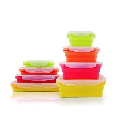 Jocca 4463 Set de 4 recipientes de Silicona Plegable, Multicolor, 22.50x14.50x12.00 cm