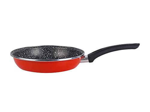 MAGEFESA K2 Rojo - Sartén 26cm de Acero vitrificado Exterior Color Rojo. Antiadherente bicapa Reforzado Efecto Piedra, Apta para Todo Tipo de cocinas, Especial inducción. 50% de Ahorro energético.