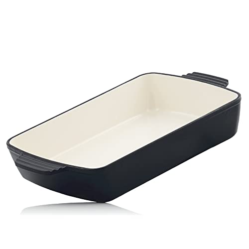Mahlzeit Cazuela Rectangular de Hierro Fundido Esmaltado Blue Berry | 3,8 Litros | Recipiente para Lasaña, Platos para Horno, Fuente para Horno | Molde para Gratinar | Fuente de Cocinar