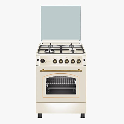 EAS ELECTRIC SMART TECHNOLOGY | EFG660C | Cocina de gas estilo rústico | Color Crema | 60 cm | Gas butano y gas natural | Autoencendido encimera | Control mecánico | Válvula FFD | 4 fuegos