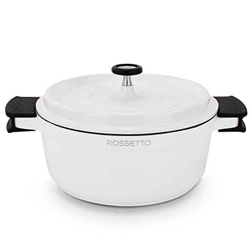 Cacerola redonda de 24/28cm, blanca/negra, aluminio fundido, revestimiento antiadherente, sin PFOA ni PFOS, cocina todoterreno