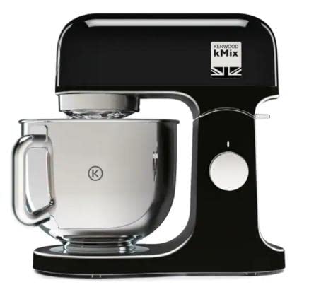 Kenwood kMix KMX75AB - Robot de Cocina Multifunción, 1000 W, Bol Metálico de 5 L con Asa, Gancho para Amasar, Varillas, Mezclado K, Acero Inoxidable, 6 Velocidades, Color Negro