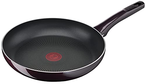 Tefal D52206 Resist Intense Sartén (28 cm, revestimiento antiadherente, Flame Protect, resistente, señal térmica, forma profunda, fácil de limpiar, seguro), color burdeos