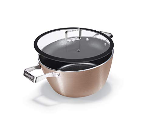 Moneta Rosegold Diamant, Cacerola con Tapa, Acero, para todo tipo de cocinas incluida inducción, 24 cm
