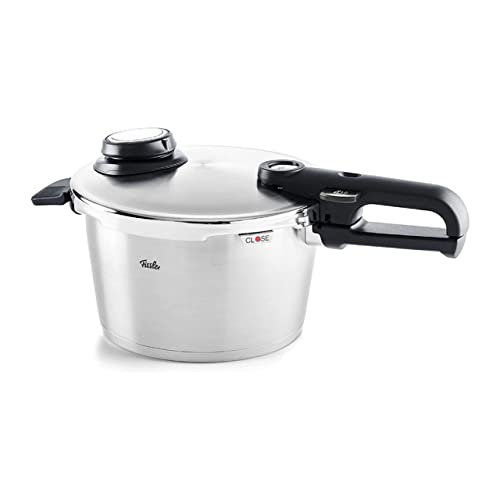Fissler Vitavit Premium Olla a presión de 4,5 L y 22 cm de diámetro, acero inoxidable, 4 niveles de cocción, incluye accesorio de cocción al vapor, inducción