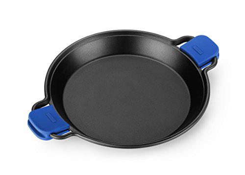 Monix Solid Paellera Antiadherente y Asas de Silicona, Aluminio, Negro y Azul, 36 cm