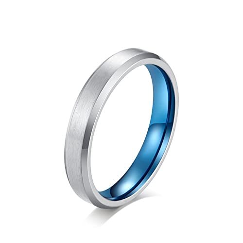 Banemi Anillos personalizados para hombres, bandas de boda para hombre de plata de acero titanio cepillado mate,