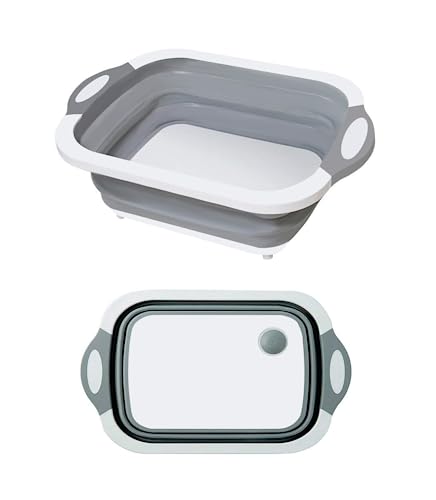 H&H HOME. Tabla de Picar Alimentos - Cesta Plegable de Silicona Multifuncional para Cocina y Lavandería - Tabla de Cortar Plegable - Cesta Plegable Multifunción. (Medium, gris)