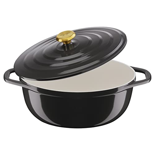 Tefal Cocotte Air 30 cm - cazuela de aluminio fundido de 5,7 L de capacidad, revestimiento cerámica, resultados tiernos, apto para horno y cocinas convencionales, incluso inducción, apto lavavajillas
