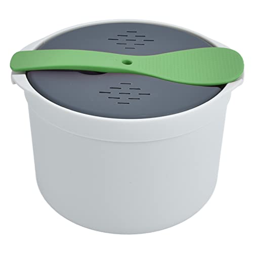 Olla Arrocera Multifuncional Fácil, Juego De Arrocera Para Microondas Con Olla De Vapor De 2 L Y Recipiente Para Vaporizador Antiadherente, No Tóxico Y Libre De BPA Para Arroz, Avena(Verde)