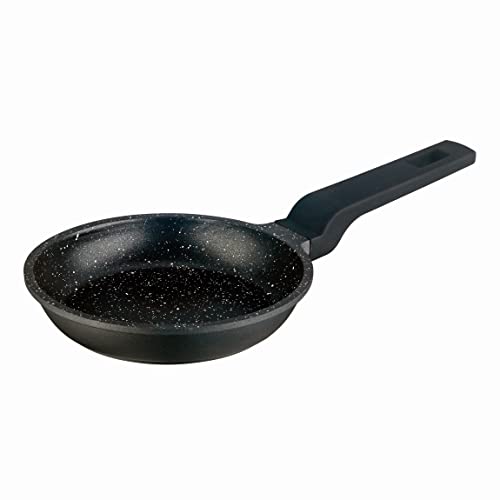 Lacor - 24114 - Sartén Blinis ECO-PIEDRA de Aluminio Fundido 100% libre PFOA, Antiadherente TRIcapa, Mango Soft Touch, Apto para Inducción, Ø 14 x 5,6cm, Negro