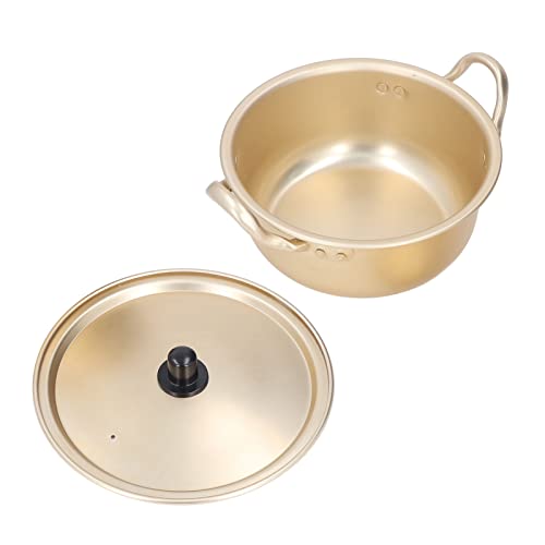 FOLOSAFENAR Olla de Ramen Coreana, Buena Conductividad Térmica, Apilable, Práctica, Portátil, Material de Aluminio, Sartén de Ramen Ligera para Acampar