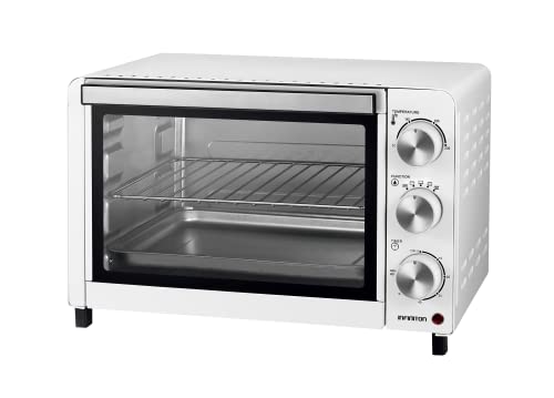 INFINITON HSM-A18B – Horno sobremesa, Blanco, 18L, 1200W, Convección, Doble acristalamiento, Control de temperatura, Temporizador 60 min.