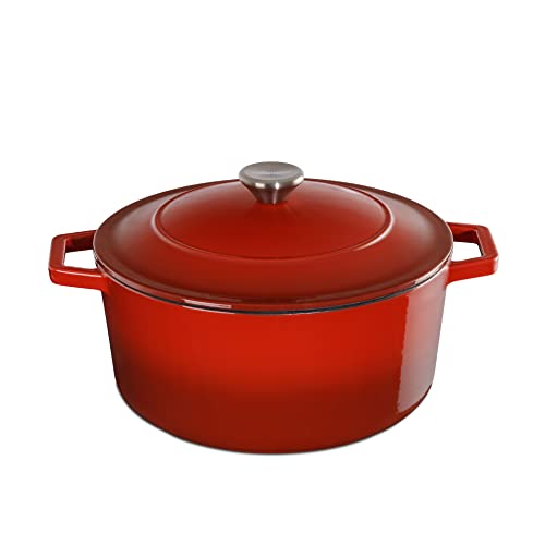 Mellerware - Cacerola de hierro fundido CUKING Heavy 22cm 3,3L | Apta para todos tipos de cocina: vitrocerámica, gas, horno, placa electrica e induccion | Antiadherente | Libre PFOA y PTFE | Roja