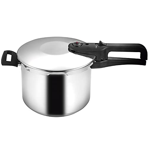 MAGEFESA ® Magestar olla a presión super rapida de 6 Litros, fabricada en acero inoxidable, apta para todo tipo de cocinas, incluido induccion, sensor de presión, 5 sistemas de seguridad, express