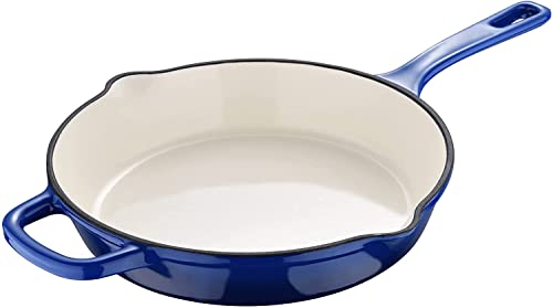 MasterPro Sartén antiadherente de hierro fundido con mango ayudante, colección de hierro fundido esmaltado, 25 cm, azul