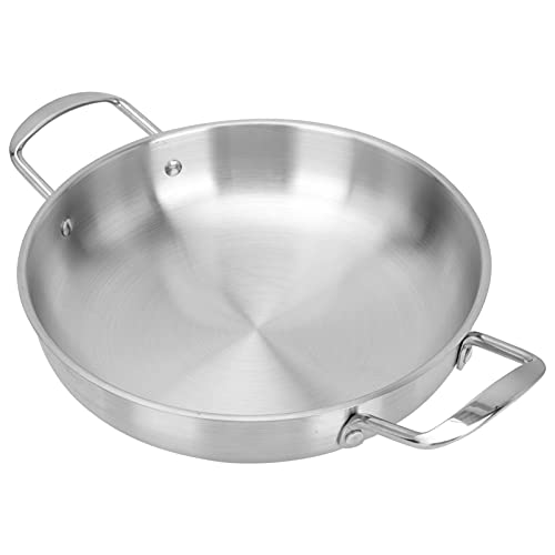 Cabilock Sartén española de paella para servir, apta para horno, de acero inoxidable, con 2 asas, 26 cm