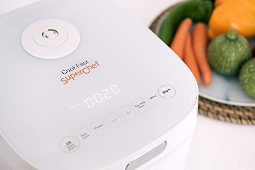 Superchef Robot de Cocina Programable Inteligente CF104 CookFast, 9 funciones de cocción, programable, 4 litros, cocción homogénea inteligente.