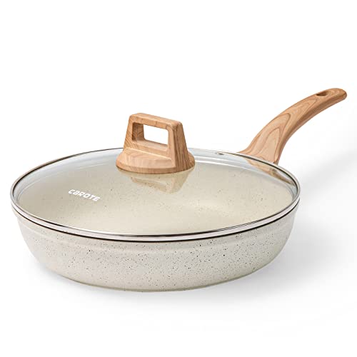 CAROTE Sartenes Antiadherentes 20 cm con Tapa, Sartenes Induccion, Mango Robusto, Sartén Piedra Aluminio Fundido, Apta Para Todo Tipo de Cocina, Sin PFOA