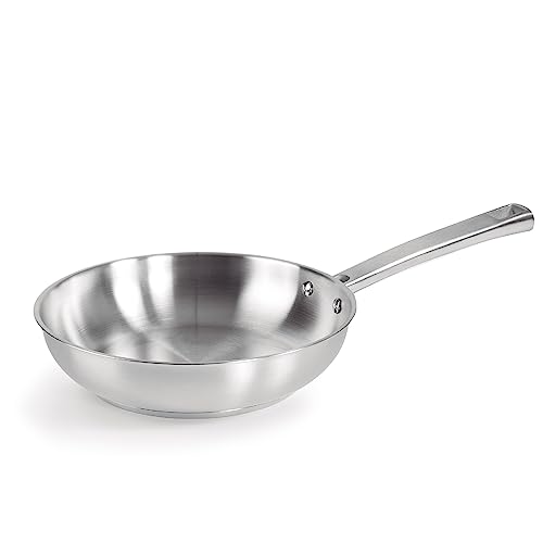 Lacor 45424 Foodie, Sartén Sin Antiadherente, Compatible con Todo Tipo de Cocina, Ecológica, Fondo Termo Difusor, Acero Inoxidable, 24 cm, Gris, 18/10