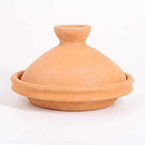 Casa Maro Terra Natural Ø 30 cm - Tagine Tajine marroquí de 30 cm de diámetro para cocinar para 3 a 4 Personas, Olla de Barro Hecha a Mano Desde Marrakech | TA7105