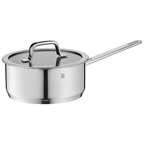 WMF Compact Cuisine - Cazo con mango (20 cm, tapa de cristal, olla de 2,5 L, acero inoxidable Cromargan, apta para inducción, sin revestimiento, escala interior)