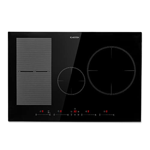 Klarstein Placa Induccion Eléctrica 7500W, Vitrocerámica Inducción Eléctrica de 4 Fuegos, Placas de Cocción de Sobremesa, Control Táctil, Placas de Cocción de Inducción, Placas Eléctricas para Cocinar