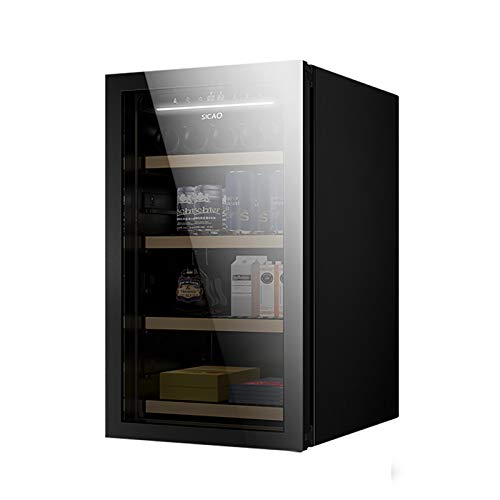 CLING Refrigerador para vinos Refrigerador de Doble Zona para empotrar o Independiente con Puerta de Vidrio Reversible Templado de Acero Inoxidable y función de Memoria de Temperatura