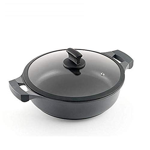 METALTEX XPERT-Cacerola Baja Aluminio Fundido, 28 cm, Antiadherente ILAG 3 Capas, Full Induction válido para Todo Tipo de cocinas, Negro