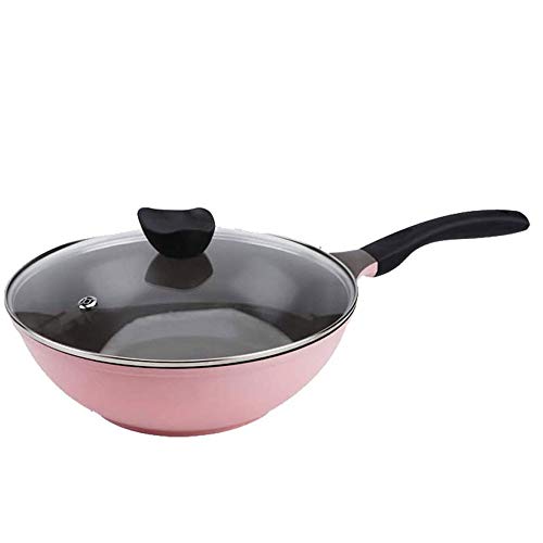 OQHAIR Sartén antiadherente para el hogar de gama alta con tapa, Wok tradicional de 30cm, supereconómico, huevos revueltos, sartenes para Wok