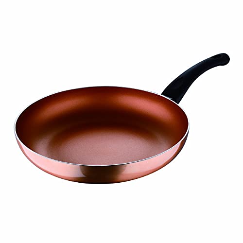 San Ignacio Mirror - Sartén de 30 cm de Aluminio Prensado, Apto para Inducción, Revestimiento Antiadherente, Mango Soft Touch, Libre de tóxicos, Negro y Cobre