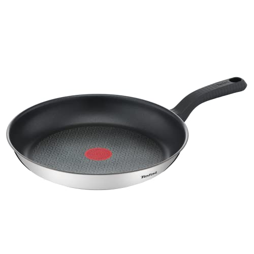 Tefal Comfort Max - Sartén 30 cm antiadherente, acero inoxidable 18/10, Thermo-Spot, base gruesa, cocinado homogéneo, mango ergonómico fresco, saltea, recetas asiáticas, apto todas cocinas