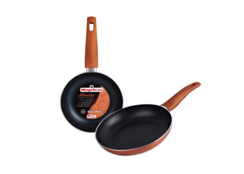 MAGEFESA Alhambra Juego de Dos sartenes 20Ø 24Ø, de Aluminio con Antiadherente bicapa Reforzado. Color Cobre Exterior. Mango Soft Touch. Apto para Todo Tipo de cocinas, Incluido inducción