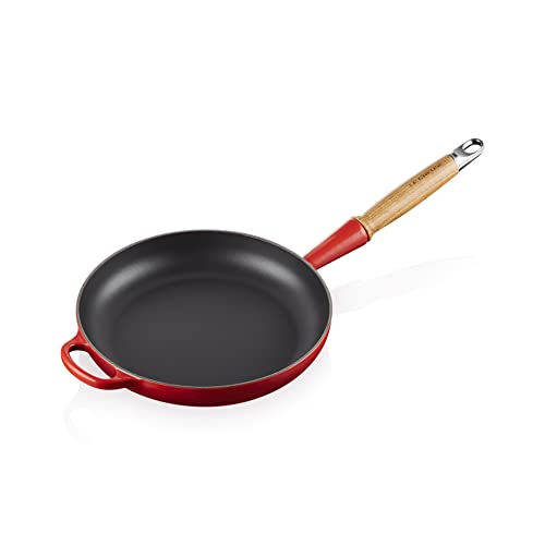 Le Creuset Sartén Signature con mango de madera de hierro fundido, 24 cm, 1, 6 L, Cereza, 20258240600422