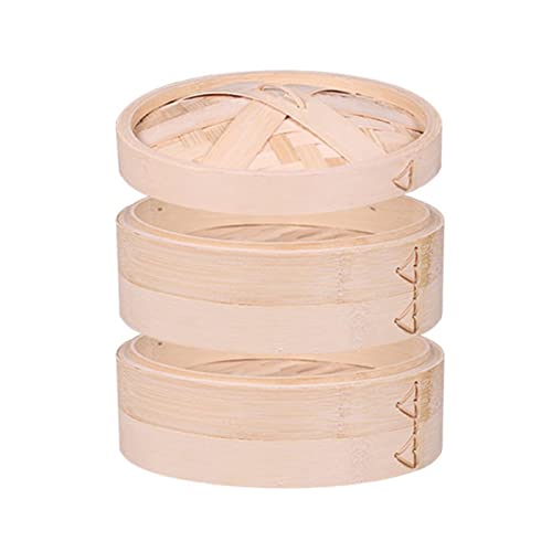 El vapor de madera es adecuado para cocinar al vapor bolas de masa hervida bollos al vapor, vaporizador de bambú para el hogar, vapor de dos capas, hecho a mano, resistente y duradero de 18 cm