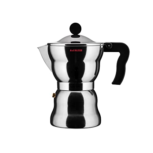 Alessi AAM33/6 - Cafetera Espresso de Design, Cuerpo de Aluminio, Mango y Pomo de Resina Termoplástica, 6 Tazas