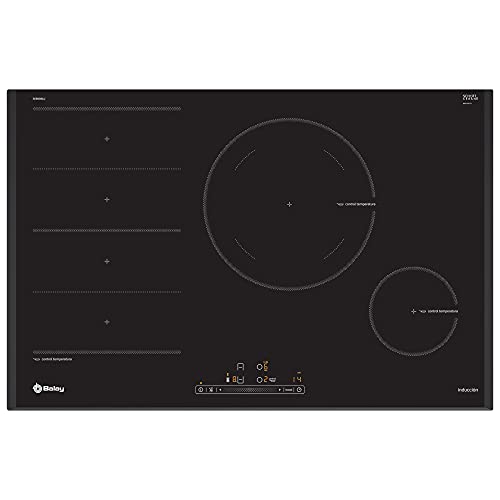 Balay 3EB989LU - Placa de inducción, 3 zonas con Función Sprint, Zona Gigante de Cocción, 80 cm, Color Negro