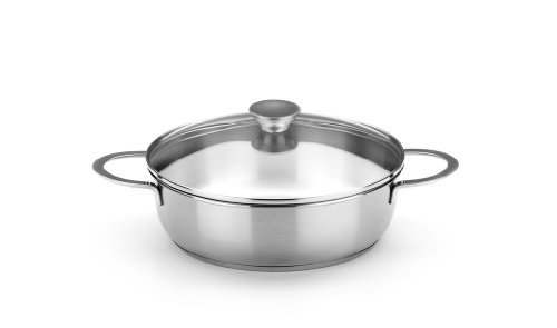 BRA Ancora - Rustidera, 24 cm, acero inoxidable 18/10, con tapa de cristal