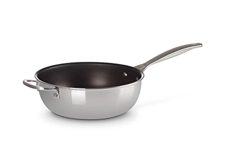 Le Creuset Sartén del chef de Acero Inoxidable Signature con asa de soporte y revestimiento antiadherente, 24 cm, 96601424001700