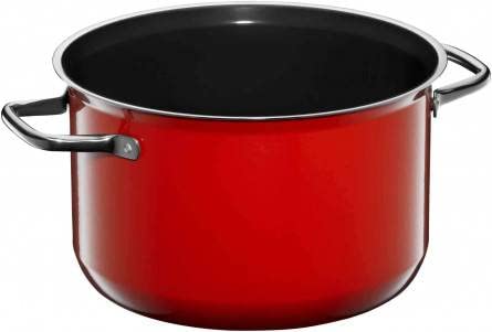 WMF Fusiontec - Olla compacta (24 cm, tapa de cristal, apta para inducción, 5,9 l, cerámica de alta tecnología, apilable, resistente a los arañazos), color rojo