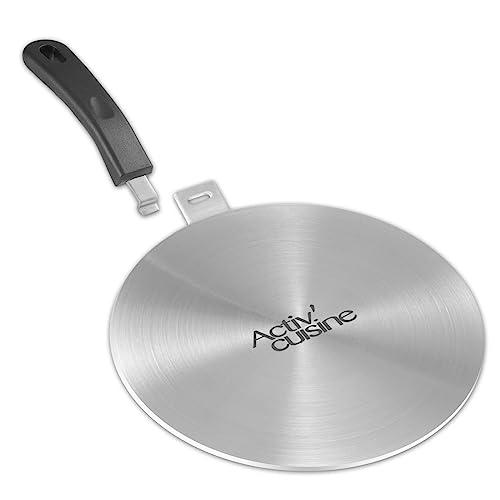 ACTIV CUISINE Adaptador de inducción de disco placa de 24 cm de difusión de calor de acero inoxidable, difusor de inducción Moka para utilizar cafeteras y utensilios de cocina