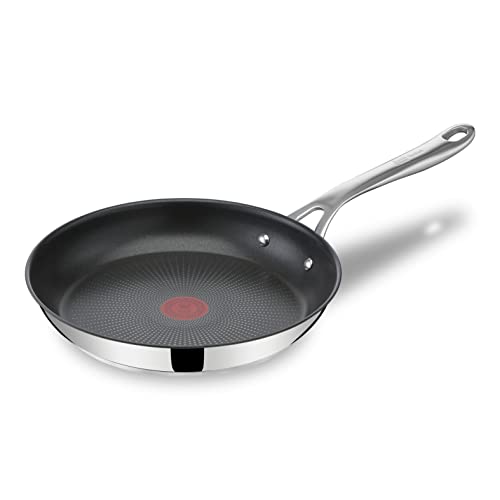 Tefal Jamie Oliver Sartén 24 cm, acero inoxidable, antiadherente reforzado con Titanio, thermo-signal, forma profunda, apta para gas, vitrocerámica, eléctricas e inducción, fácil de limpiar