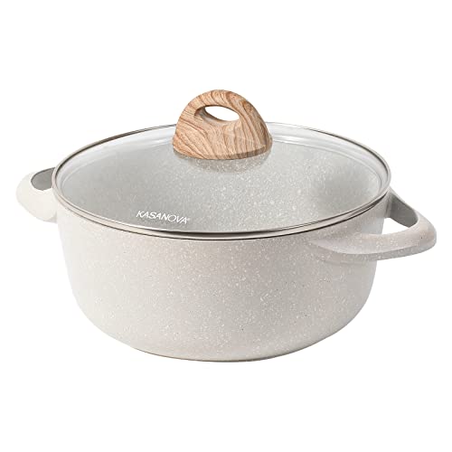 KASANOVA Ollas Cocina Con Tapa 28cm(6,3L), Cacerolas para Induccion Para Sopa, Horno Seguro, Cazuela Con asas Dobles, Sartenes Antiadherentes Apto Para Todas Las Estufas, Sin PFOA