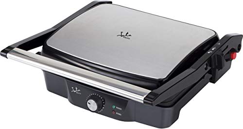 Jata GR594 Parrilla Eléctrica Grill 2000W, Placas Antiadherentes 295 x 235 mm, Cuerpo de Acero Inoxidable, Placa Superior Basculante con 2 Niveles, Apertura 180°, Superficie Inclinable, Recoge Salsa