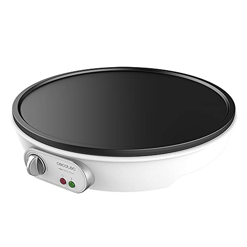 Cecotec Crepera Eléctrica Fun Crepelicius. 1000 W, Revestimiento Antiadherente, Potencia Regulable, Indicador luminoso, Placa de 30,5 cm de Diámetro, Incluye Rodillo y Espátula