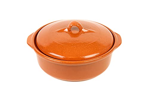 ARTESANIAROCA Olla DE Barro COCOT 23 2 litros. REFRECTARIA para Uso EN ALIMENTACIÓN (24,1cm diámetro x 20cm diámetro Base x 13,2cm Altura con Tapa x 8,4cm Altura sin Tapa)