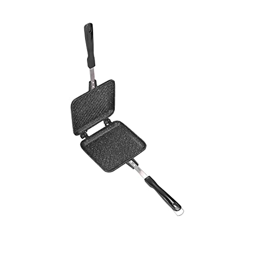 BHDK Sartén De Doble Cara, Sartén De Cocina Antiadherente Sartén De Cocina Sandwichera Sartén para Hornear con Mango Resistente Al Calor Compatible con Estufa De Gas O Eléctrica para El Desayuno