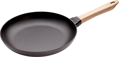STAUB Sartén de hierro fundido con mango de madera, Apta para la inducción, 28 cm, Negro